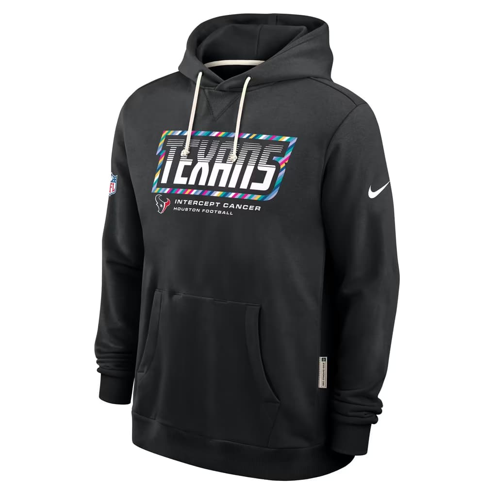 Men's Houston Texans Black 2026 Crucial Catch Sideline Standard Issue Dri-FIT Pullover Hoodie